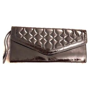 Black Patent Leather Wristlet Clutch Purse